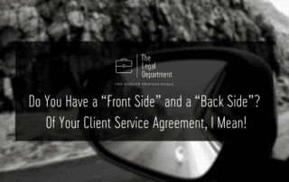 Do you have a front side and a back side? Of your client service agreement. I mean!